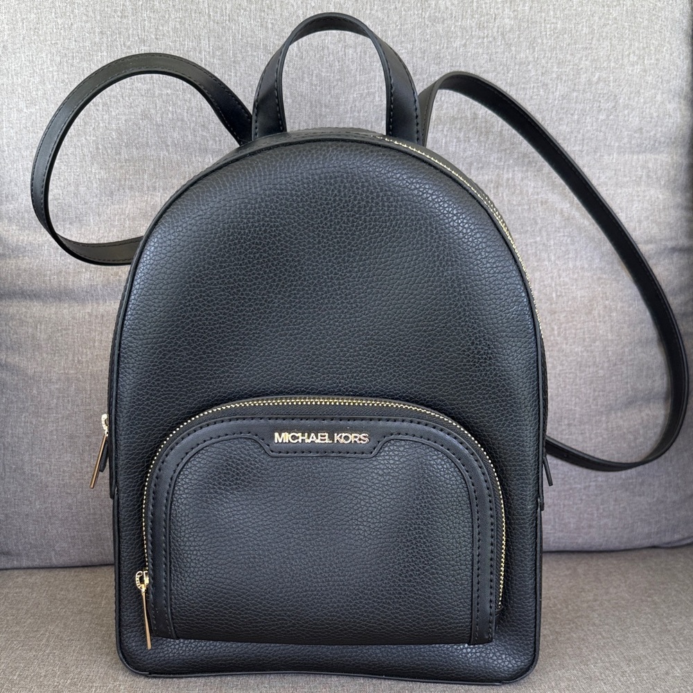 Michael Kors Black Pebbled Leather Backpack